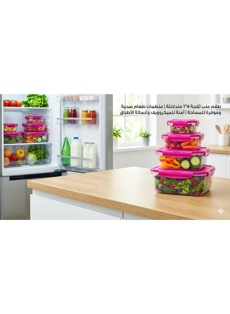 Premium 4-in-1 Airtight Refrigerator Storage Box Set | 4 Pcs Multi-Size Food Containers with Lids | Space-Saving Nesting Design | BPA-Free & Microwave Safe | Perfect for Meal Prep & Food Preservation - Image 1